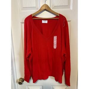 Old navy red vneck cotton blend women’s 2x sweater new